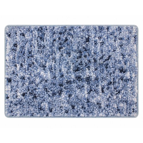 Alfombra de baño 40 x 60 cm pelo corto  azul y blanco