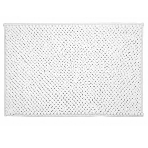 Alfombra baño 40 x 60 cm pelo corto chenille blanco.