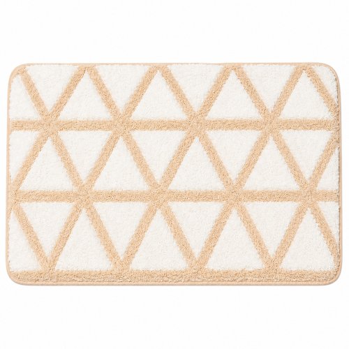 Alfombra de baño 40 x 60 cm beige con triángulos invertidos
