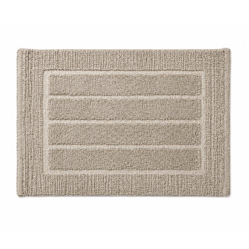 Alfombra de baño 40 x 60 cm natural franjas horizontales y recuadro