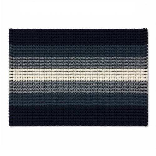 Alfombra shaggy 50 x 80 cm franjas en tonos azul