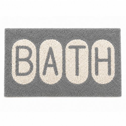 Alfombra de baño 50 x 80 cm Bath pelo corto gris con natural