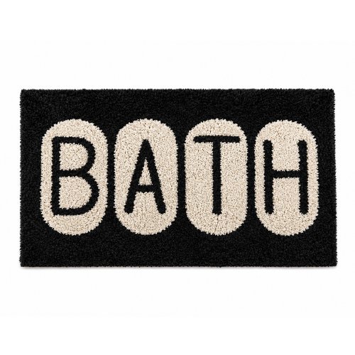 Alfombra de baño 50 x 80 cm Bath pelo corto negra con natural