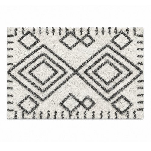 Alfombra de baño 50 x 80 cm con rombos blanco y negro