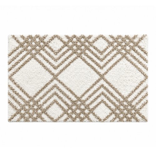 Alfombra de baño 50 x 80 cm con diseño geométrico natural y beige