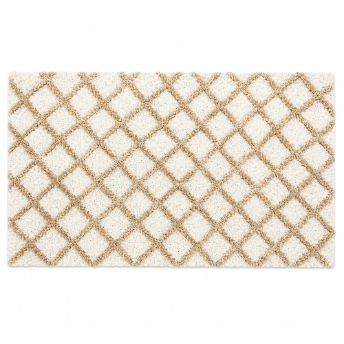 Alfombra de baño 40 x 60 cm con rombos natural y beige