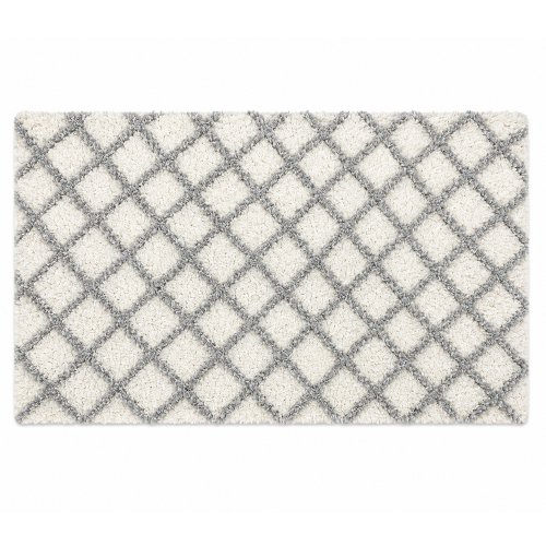 Alfombra de baño 40 x 60 cm con rombos natural y gris