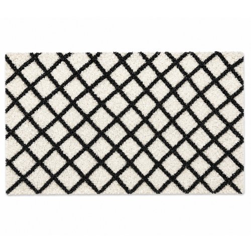 Alfombra de baño 40 x 60 cm con rombos natural y negro