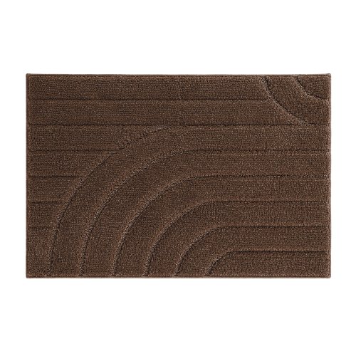 Alfombra de baño 40 x 60 cm franjas y semicírculos marrón