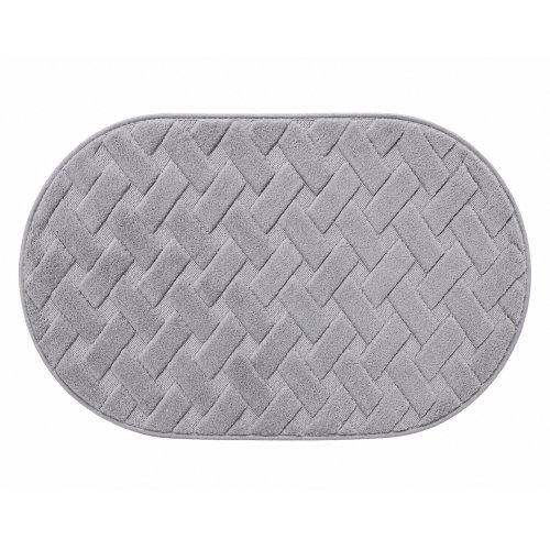 Alfombra de baño 50 x 80 cm ovalada diseño bastones gris