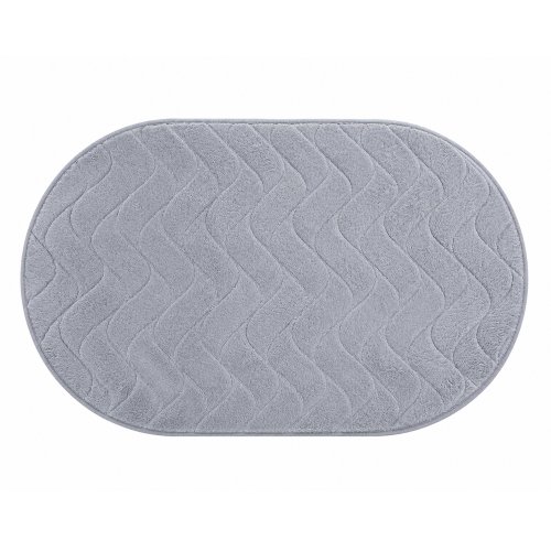 Alfombra de baño 50 x 80 cm ovalada olas en zigzag gris