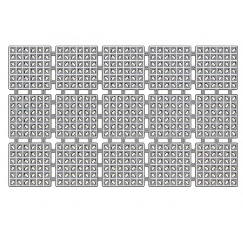 Alfombra PVC 40 x 66 cm cuadrados con ovalos calados gris