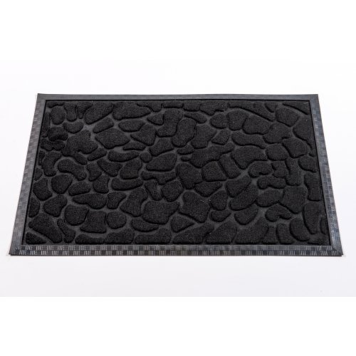 Felpudo 40 x 60 cm polyester y goma con borde piedras negro