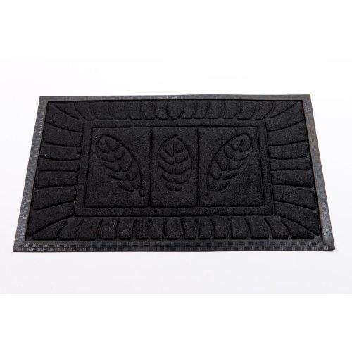 Felpudo 40 x 60 cm polyester y goma con borde 3 hojas - Negro