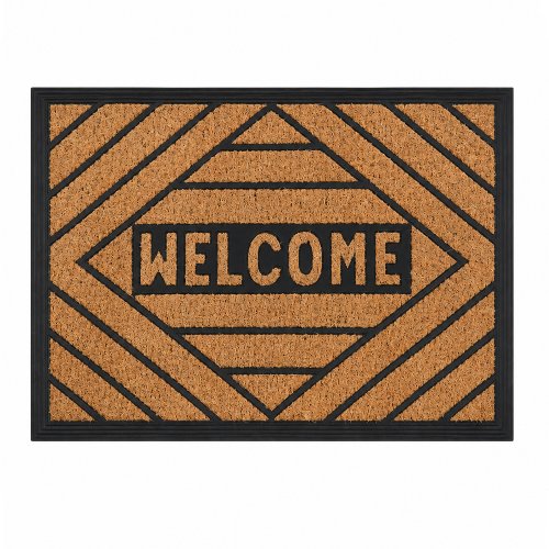 Felpudo coco y goma 40 x 60 cm welcome diagonales