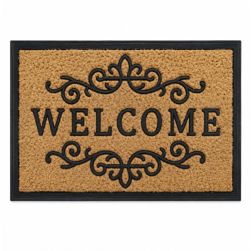 Felpudo coco y goma 40 x 60 cm welcome arabescos