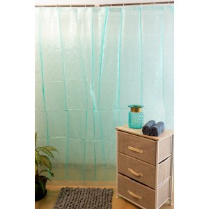 Cortina de baño PVC 180x180 cm pluma de pavo real verde agua