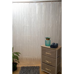 Cortina de baño PVC 180x180 cm ondas transparentes