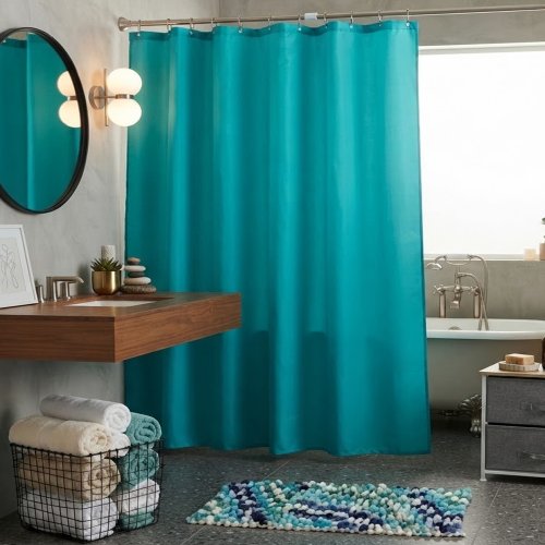 Cortina de baño Polyester 180 x 180 cm lisa turquesa.