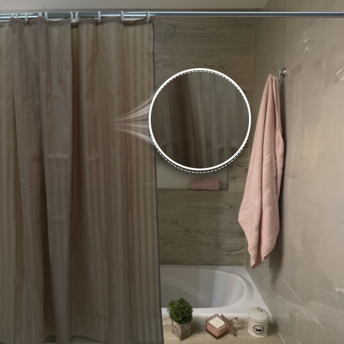 Cortina baño 180 x 180 cm tramado rayas beige