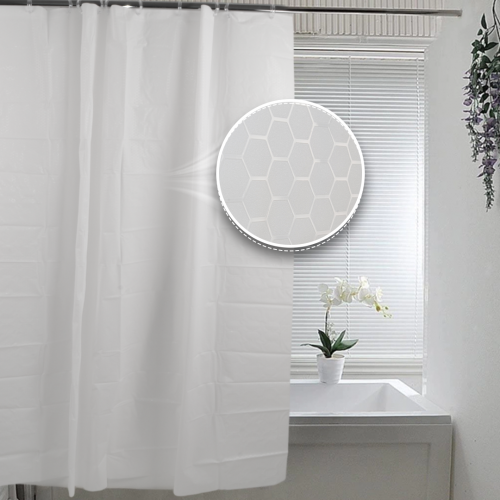 Cortina de baño 180 x 180 cm tramado hexágono blanco