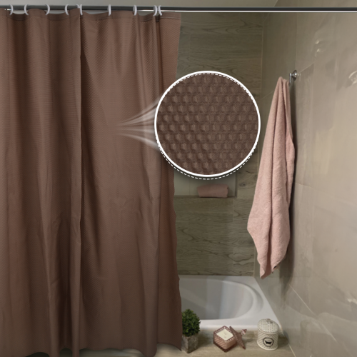 Cortina de baño 180 x 180 cm tramado puntos marrón