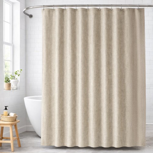 Cortina de baño 180 x 180 cm beige jaspeado