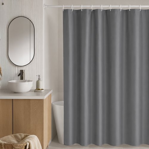 Cortina de baño gris 180x180cm con 12 ganchos PEVA