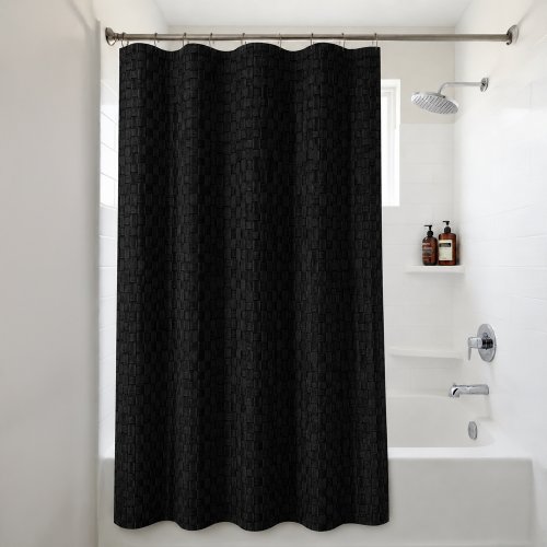 Cortina de baño 180 x 180 cm bloques rayados negra