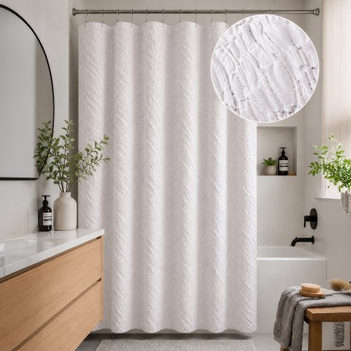 Cortina de baño 180 x 180 3D mármol blanca con pintitas