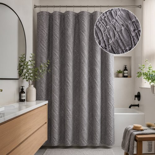Cortina de baño 180 x 180 3D mármol gris con pintitas