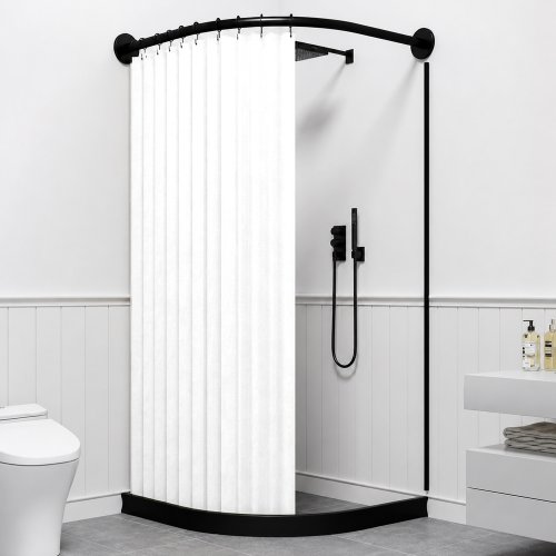 Cortina de baño 180 x 200 cm forrada impermeable blanca