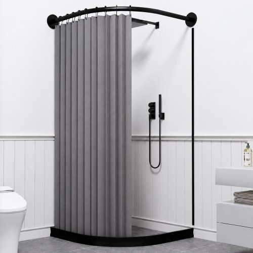 Cortina de baño 180 x 200 cm forrada impermeable gris