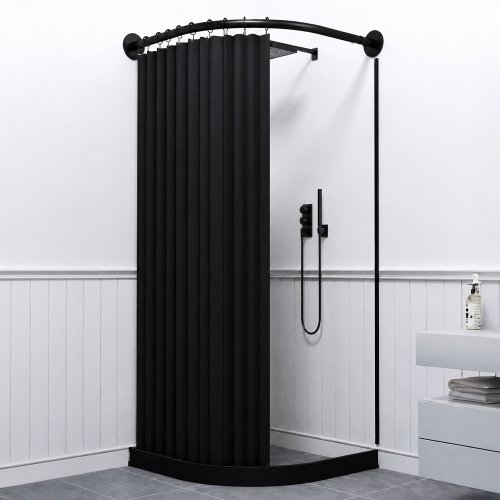 Cortina de baño 180 x 200 cm forrada impermeable negra