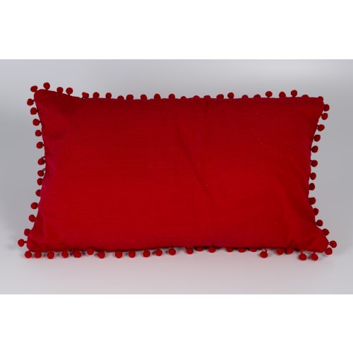 Funda de almohadon 30 x 50 cm con borlas rojo
