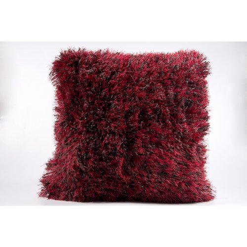 Almohadón 45 x 45 cm peludos dos colores rojo y plateado