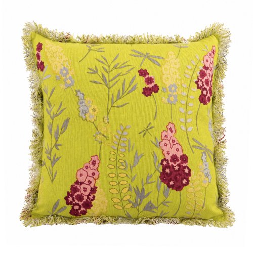 Funda de almohadón 40 x 40 cm verde con hojas