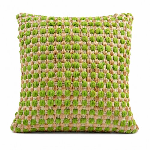 Funda de almohadón cuadrillé yute y algodón 40 x 40 cm verde