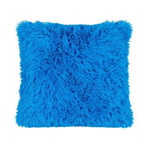 Funda de almohadon 40 x 40 cm pelo largo turquesa.