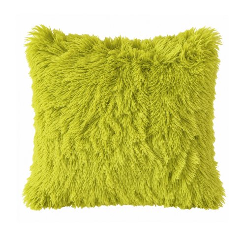 Funda de almohadon 40 x 40 cm pelo largo verde.