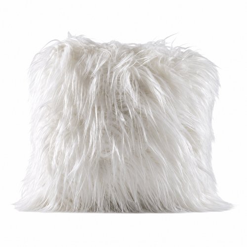 Funda de almohadón 42 x 42 cm pelo largo blanco