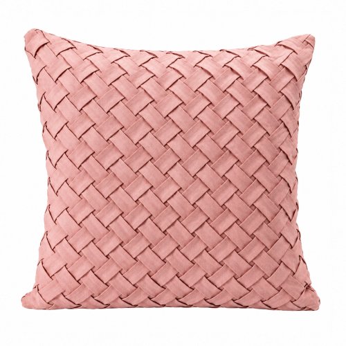 Funda de almohadón trenzado 43 x 43 cm 1 sola cara rosa