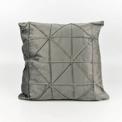 Funda de almohadon polyester 43 x 43 cm liso con ribete asterisco gris