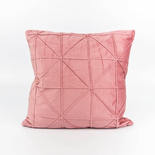 Funda de almohadón polyester 43 x 43 cm liso con ribete asterisco rosa