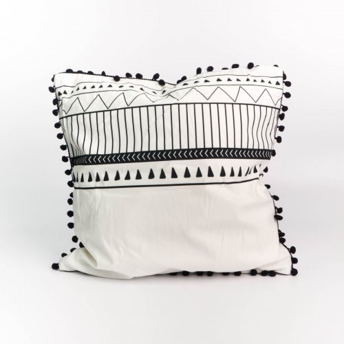 Funda de almohadon polyester 45 x 45 cm blanco y negro