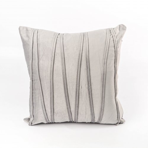 Funda de almohadon con ribete zigzag 45 x 45 cm gris