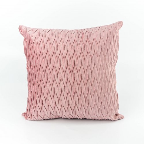 Funda de almohadon 45 x 45 cm ribete rombo rosa