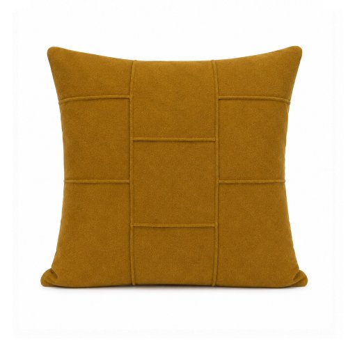 Funda de almohadón 45 x 45 cm cuadrados con costuras amarilla