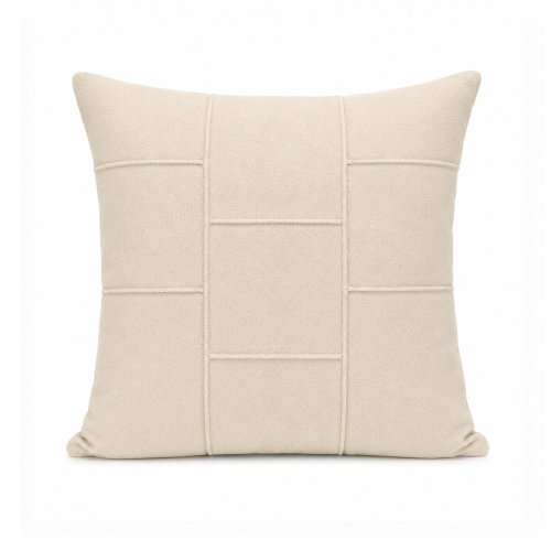 Funda de almohadón 45 x 45 cm cuadrados con costuras beige