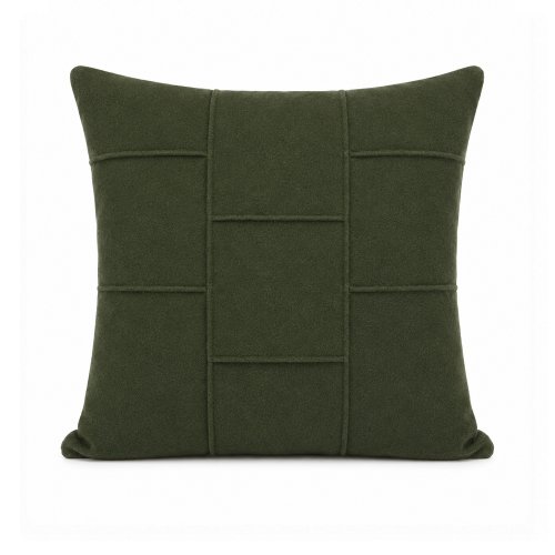 Funda de almohadón 45 x 45 cm cuadrados con costuras verde